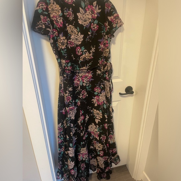 Floral Black Wrap Dress - Picture 2 of 5